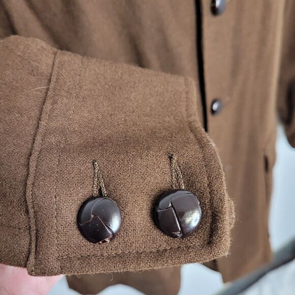 VINTAGE 70s Pendleton brown wool button up shacket‎ shirt jacket L - Picture 5 of 9